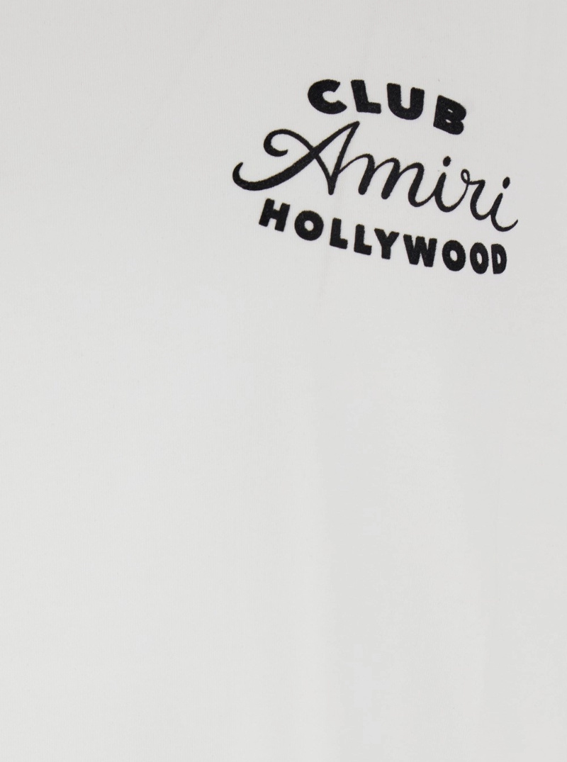 Amiri White Crewneck T-shirt With Logo Lettering On The Front And Maxi Logo Print On The Rear In Cotton Ma In White