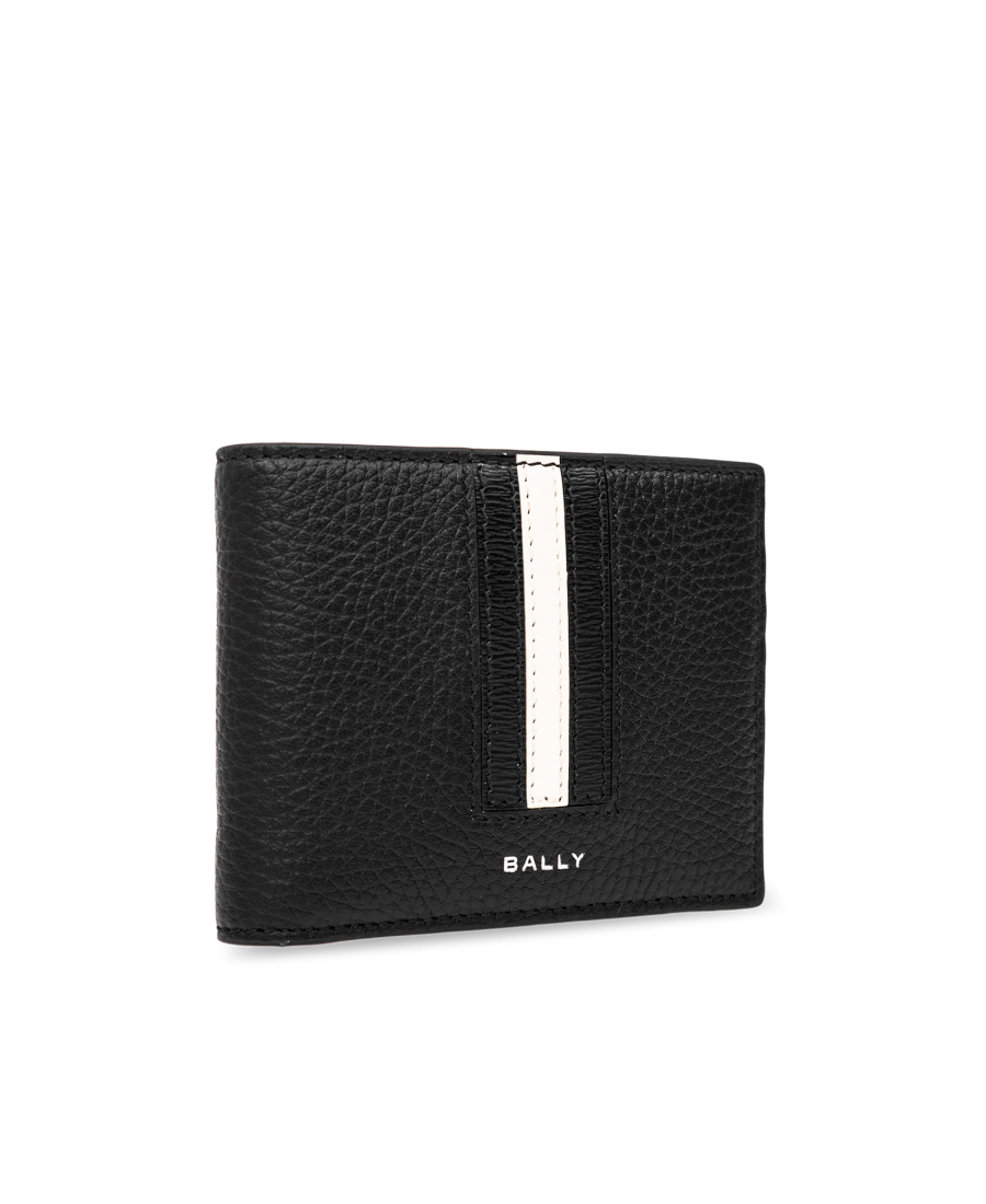 Bally Leather Wallet With Bi-fold Design And Textured Finish In Black