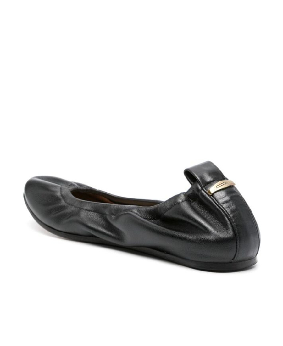 Isabel Marant Logo-plaque Leather Ballerina Shoes In Black