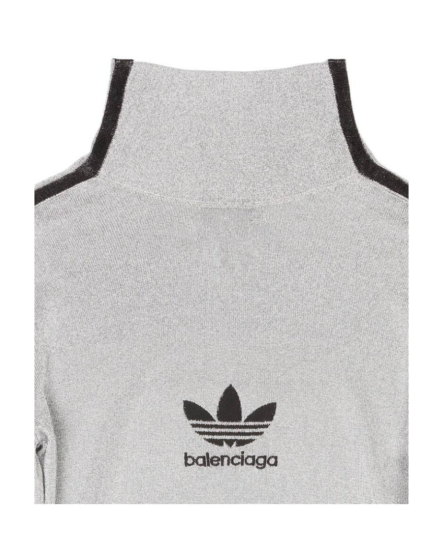 Balenciaga X Adidas Mock-neck Lurex T-shirt In White