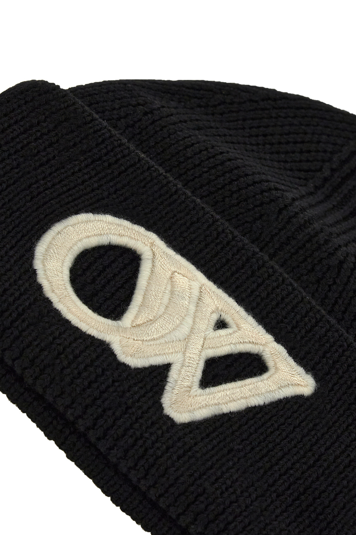 Off-white Logo-appliqué Wool Beanie In Black