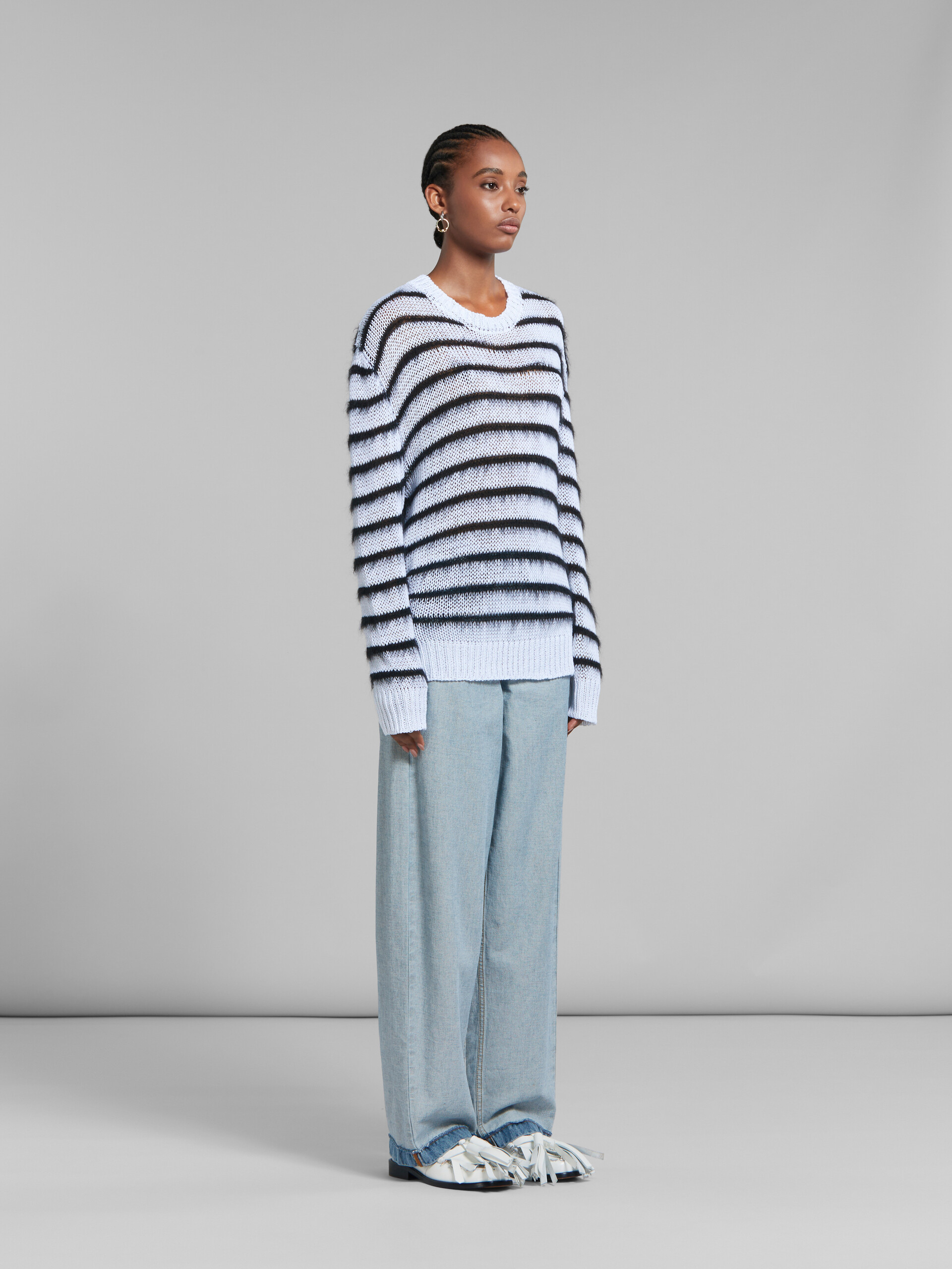 MARNI STRIPED OPEN-KNIT JUMPER
