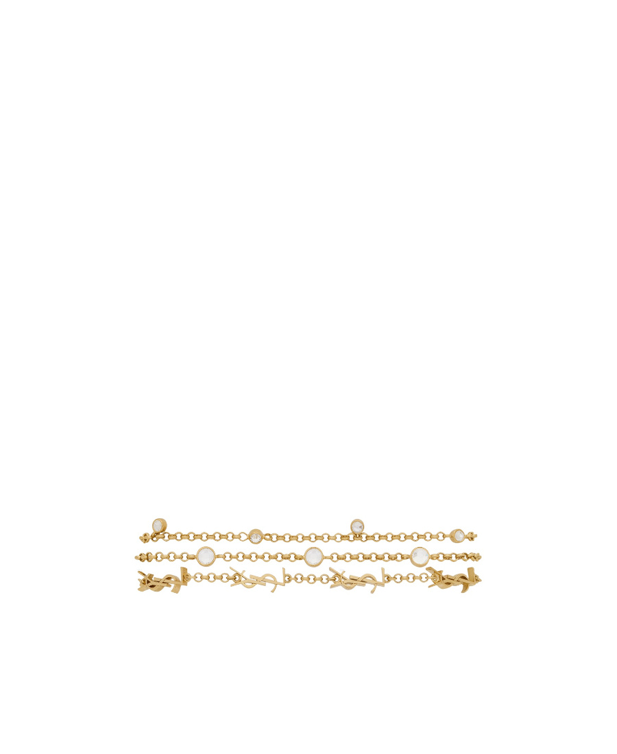 Saint Laurent Brass Multi-chain Bracelet In Yellow