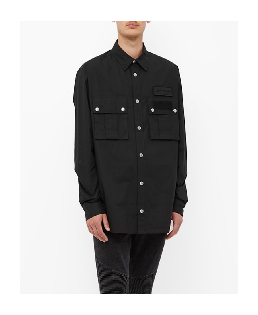 Balmain Long-sleeve Button-up Shirt In Black