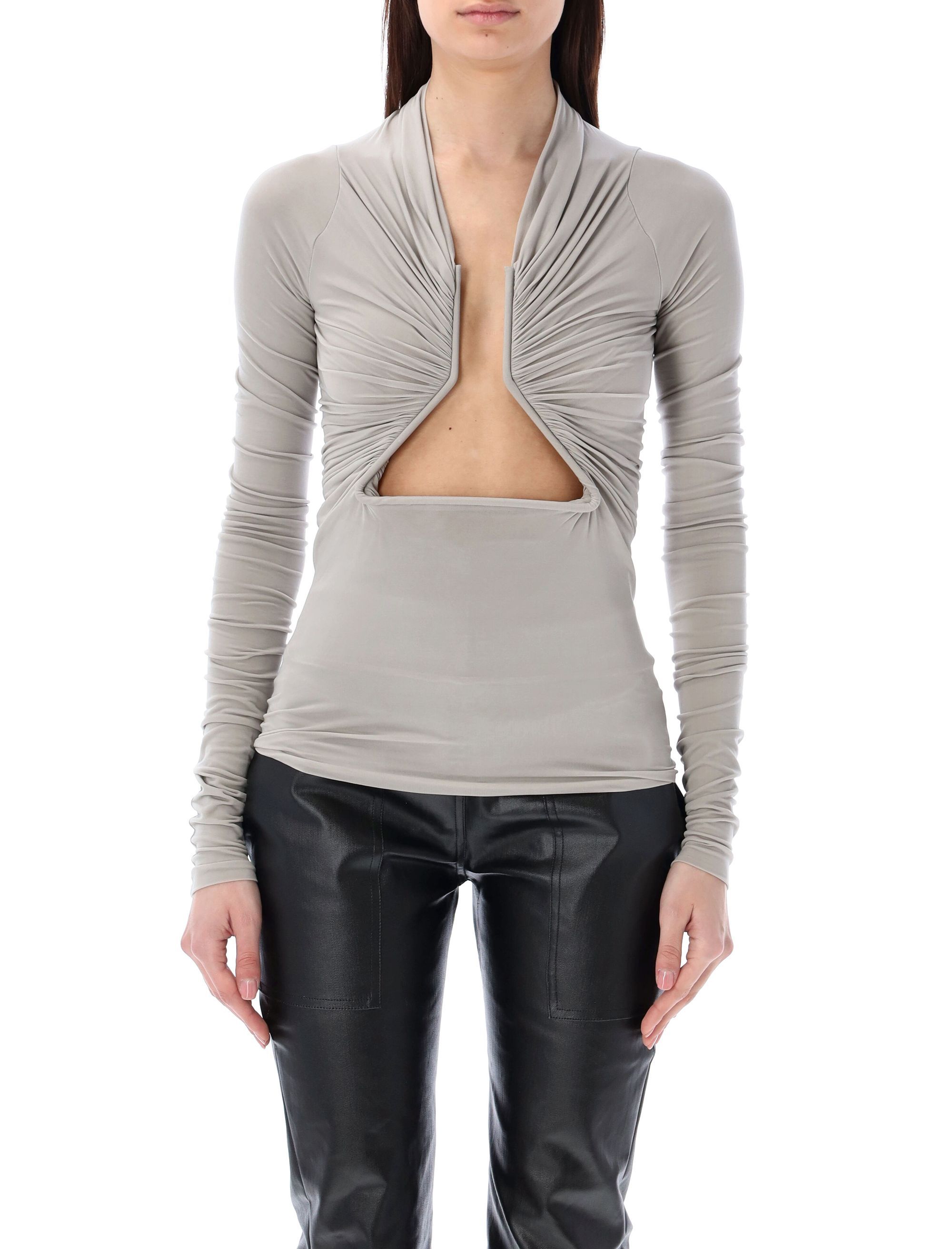 Rick Owens Ls Prong Tee In Gray