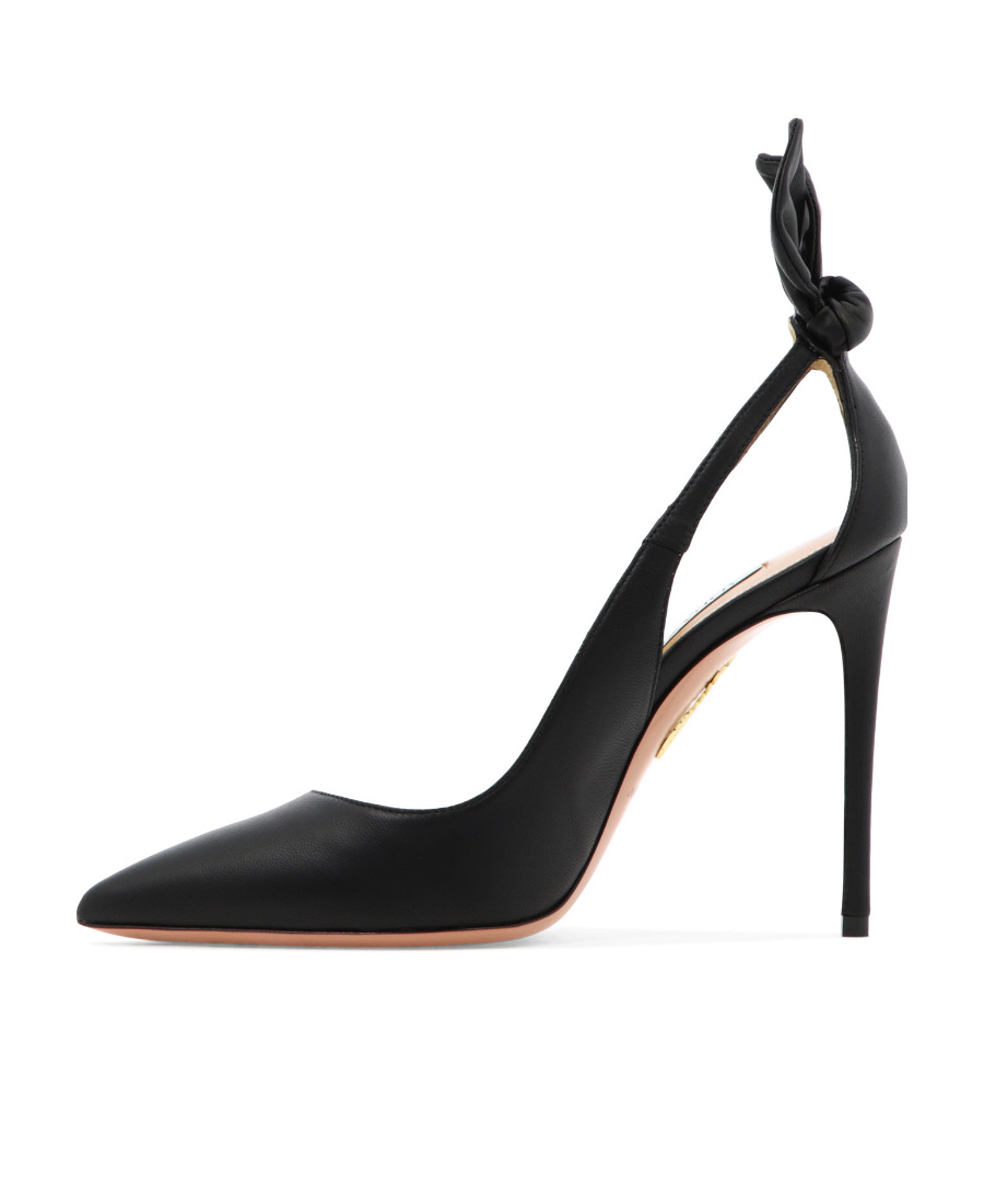 Aquazzura Black Leather Bow Tie Pump 105 Pumps In Black