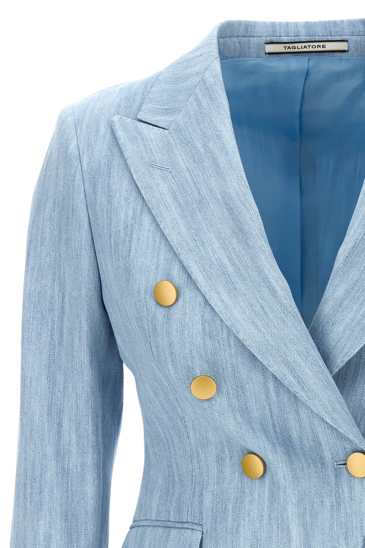 Shop Tagliatore Alicya Denim Blazer In Blue