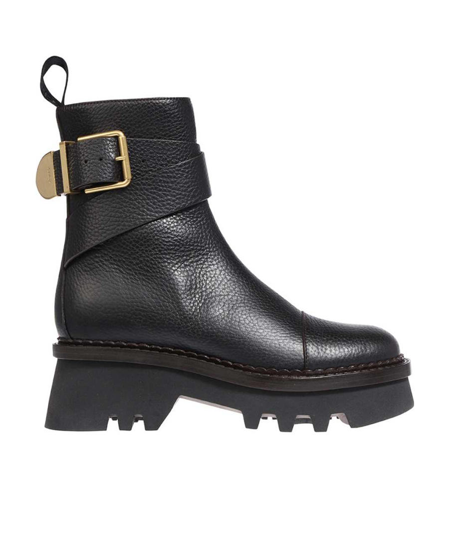 Shop Chloé Zipper Thick-soled Short Boots In Black