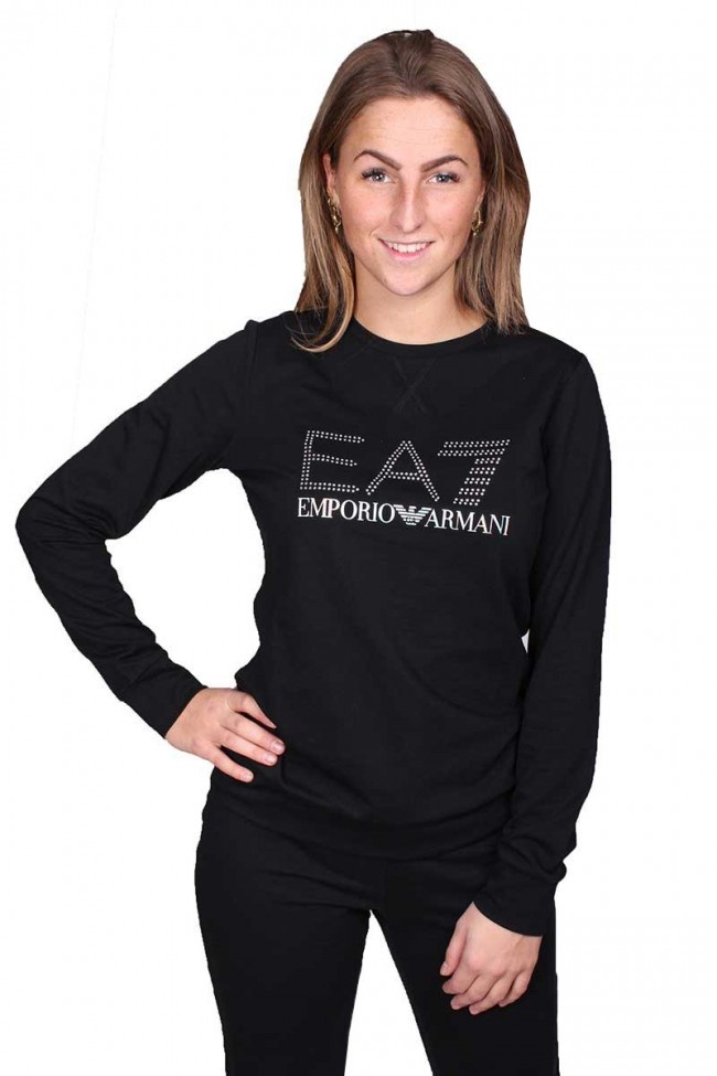Shop Ea7 Logo Long-sleeved Sweater In Black