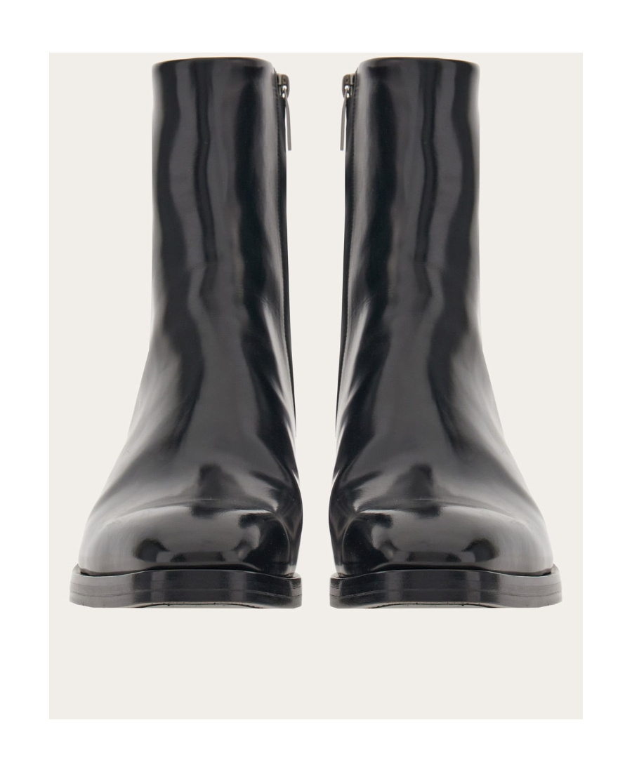 Ferragamo Salvatore  Squared-toe Side-zip Ankle Boots In Black