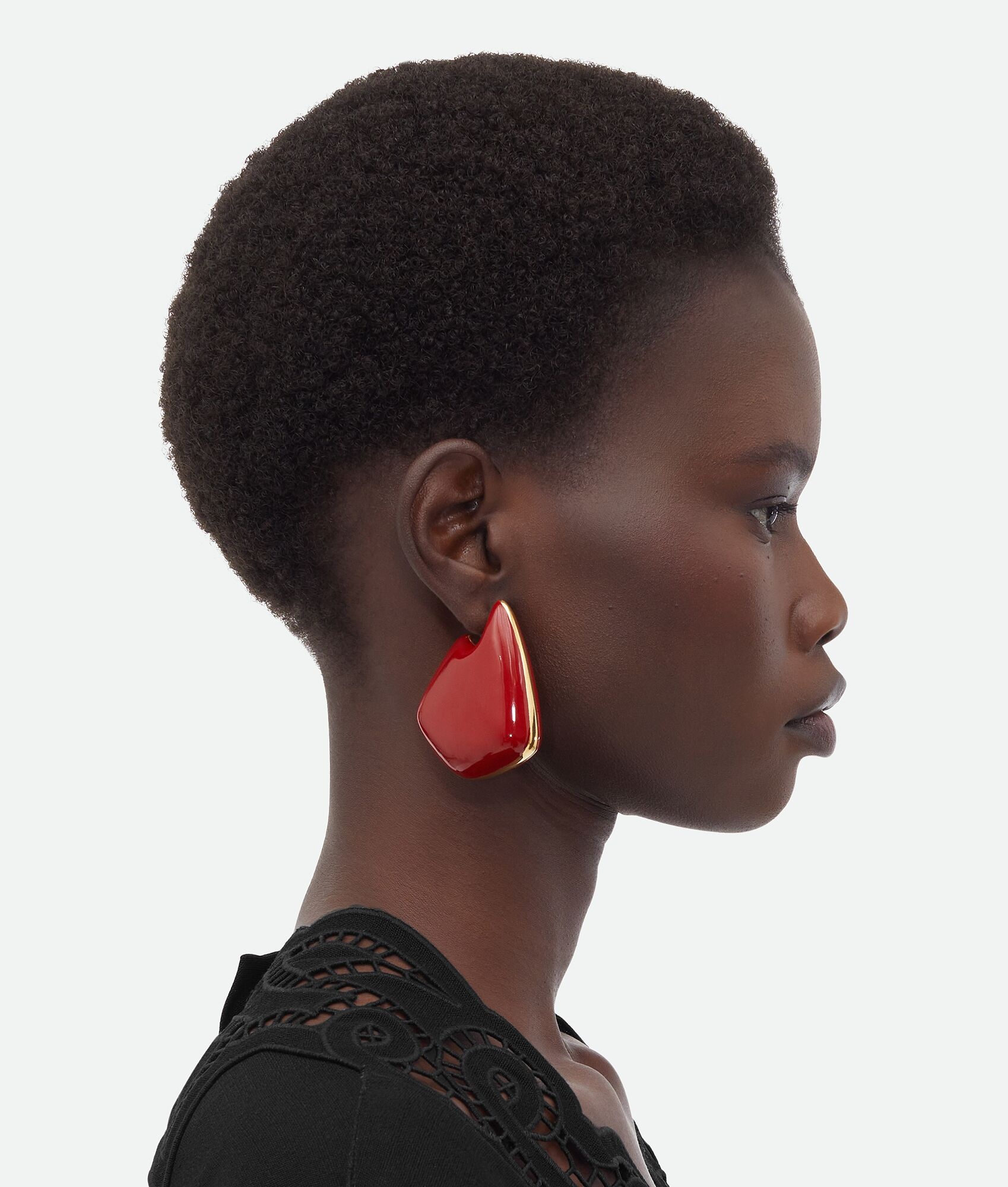 Bottega Veneta Large Fin Gold Vermeil And Enamel Earrings In Red