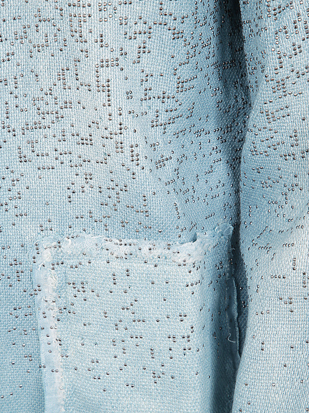 Avant Toi Round Neck Micro Mat Stitch Jacket With Studs And Strass In Blue