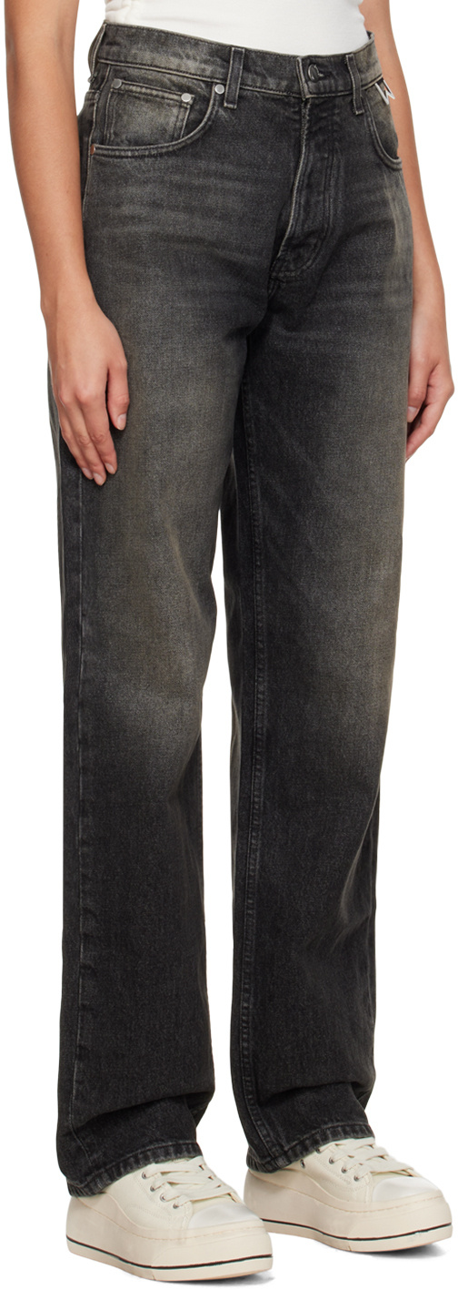 Rhude Wide-leg Denim Trousers In Black