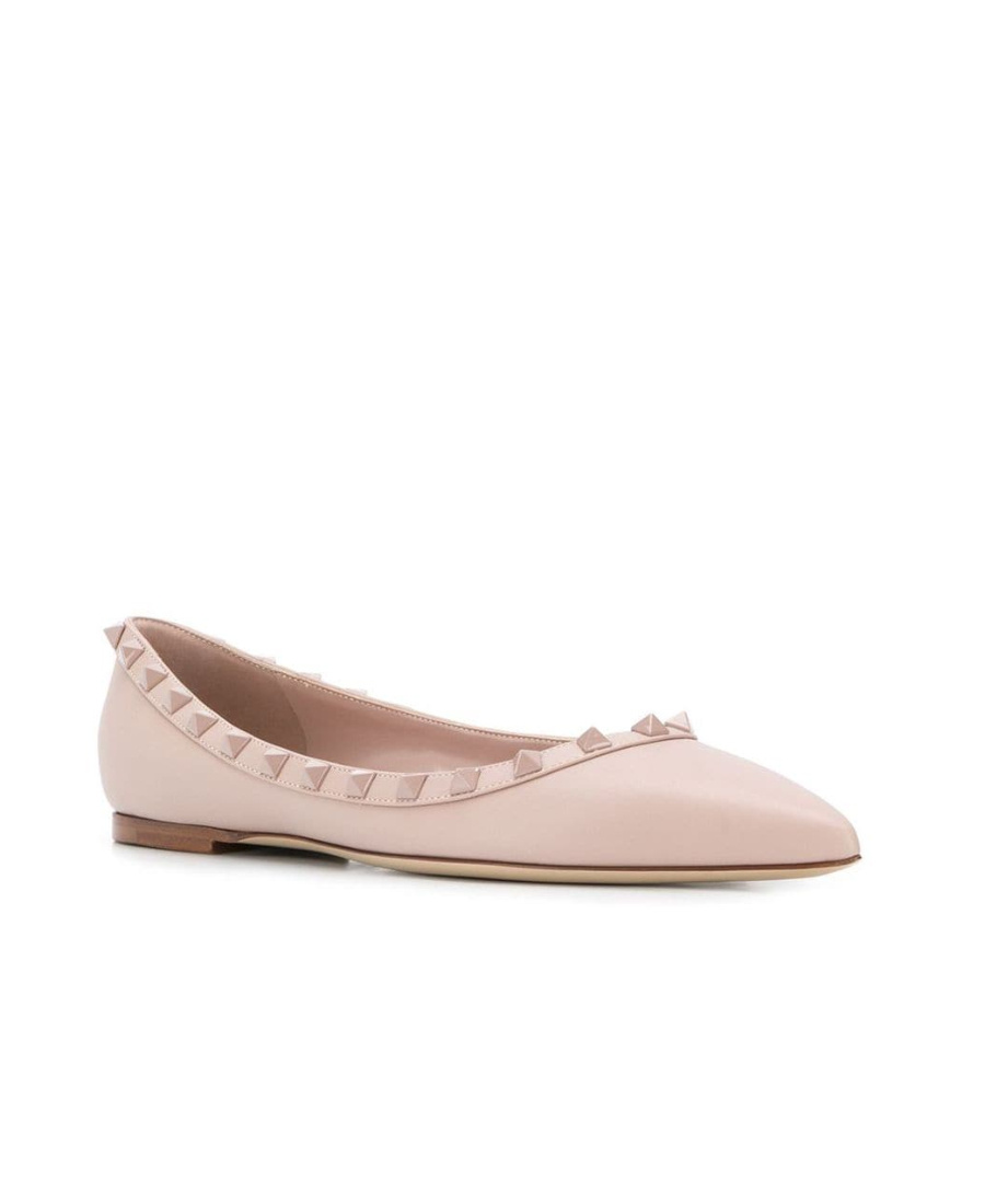 Valentino Garavani Patent Rockstud Ballet Flat Woman Poudre 40 In Nude