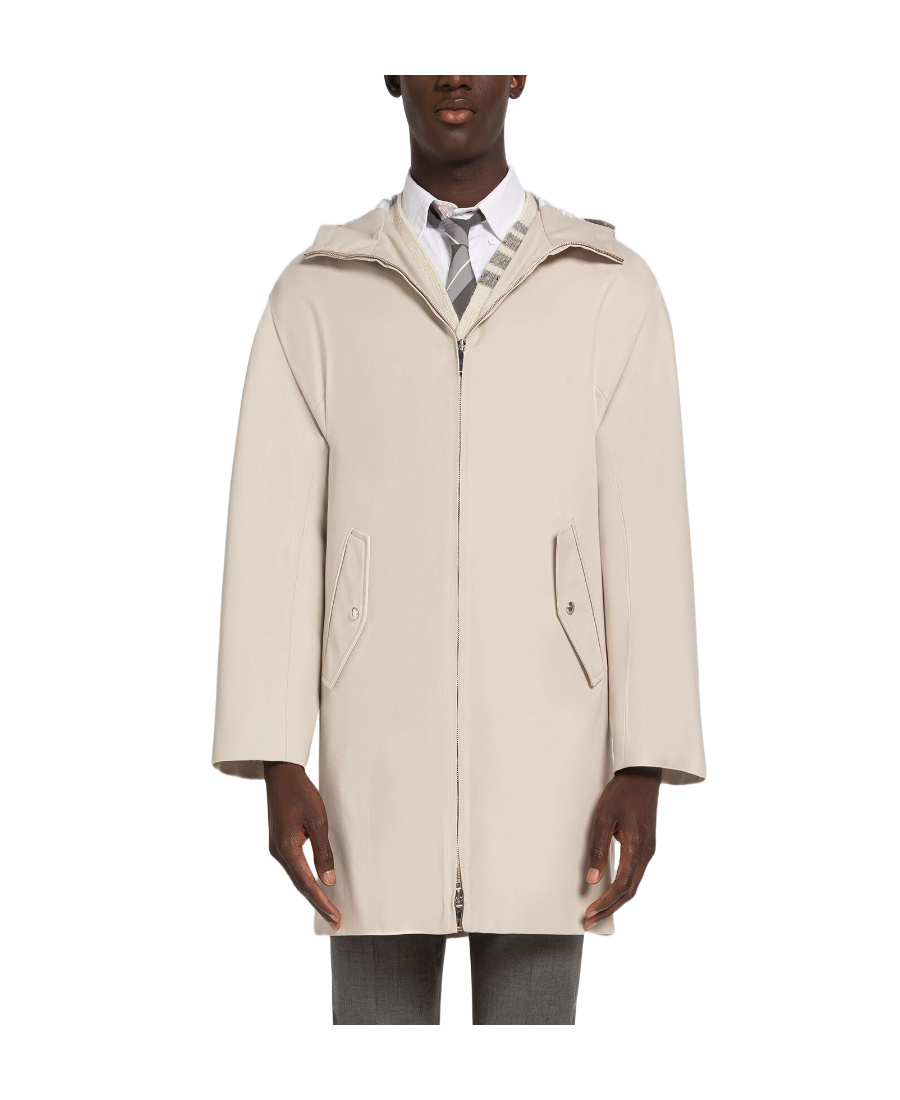 Thom Browne Hooded Cotton Parka In Nude