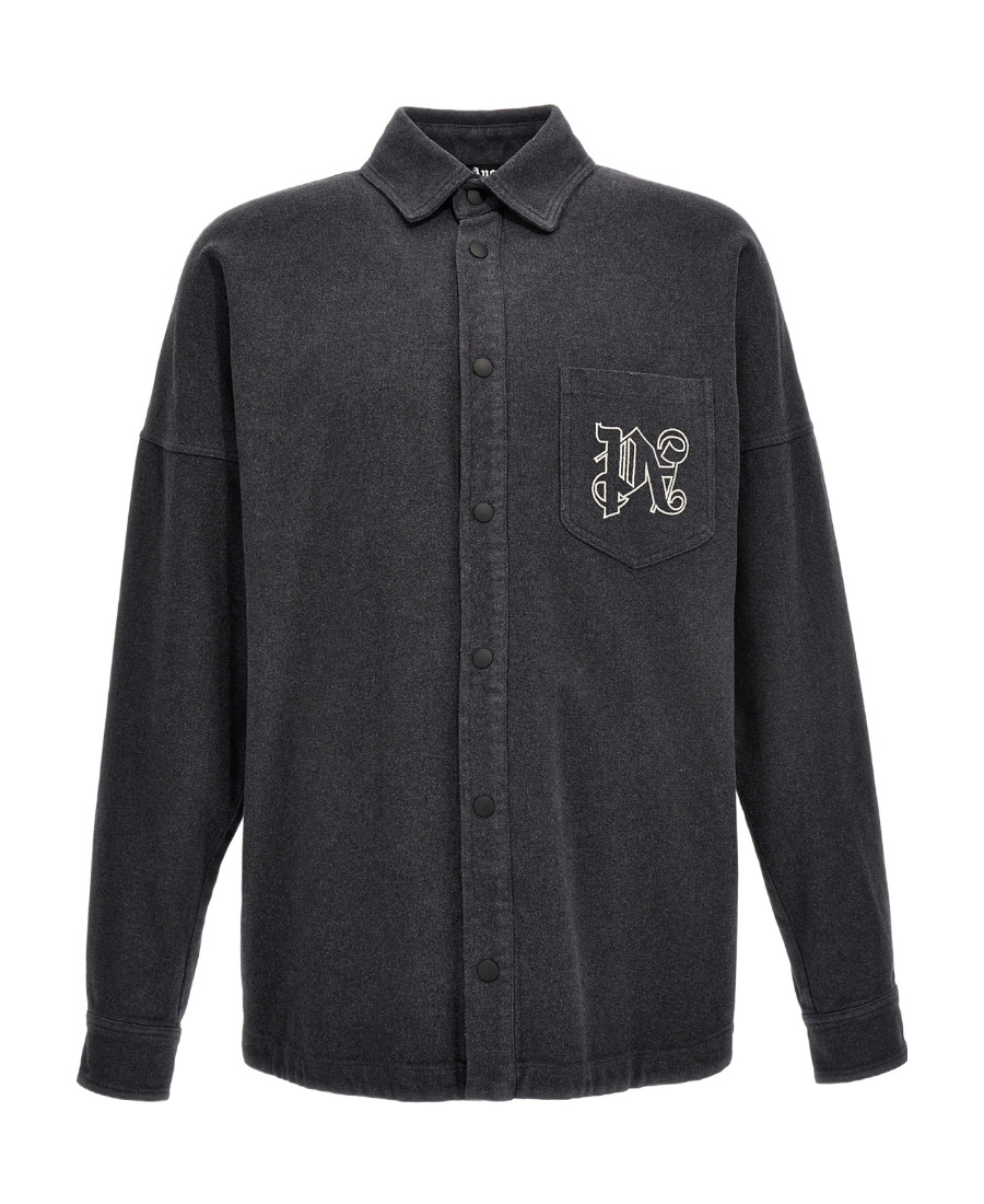 Palm Angels Pa Monogram Overshirt In Black