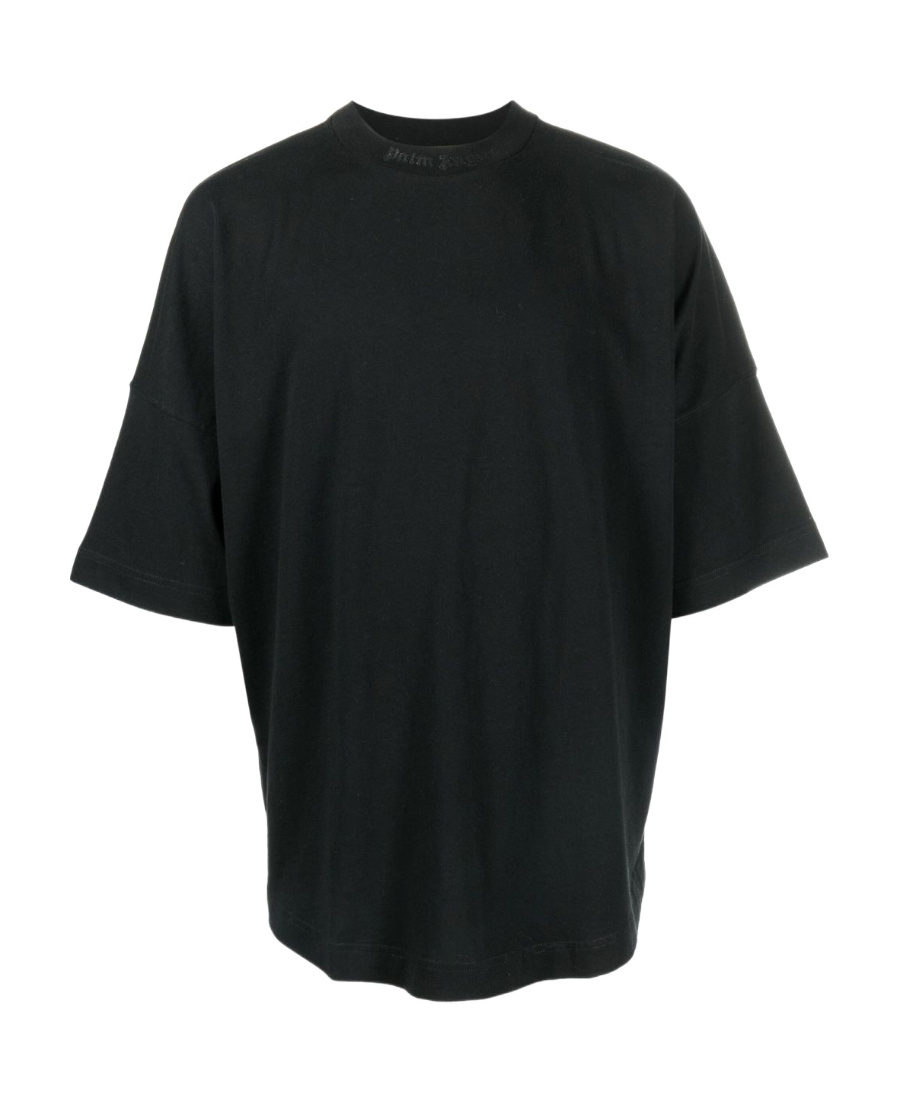 Palm Angels Black Logo-print Short-sleeve T-shirt In Black