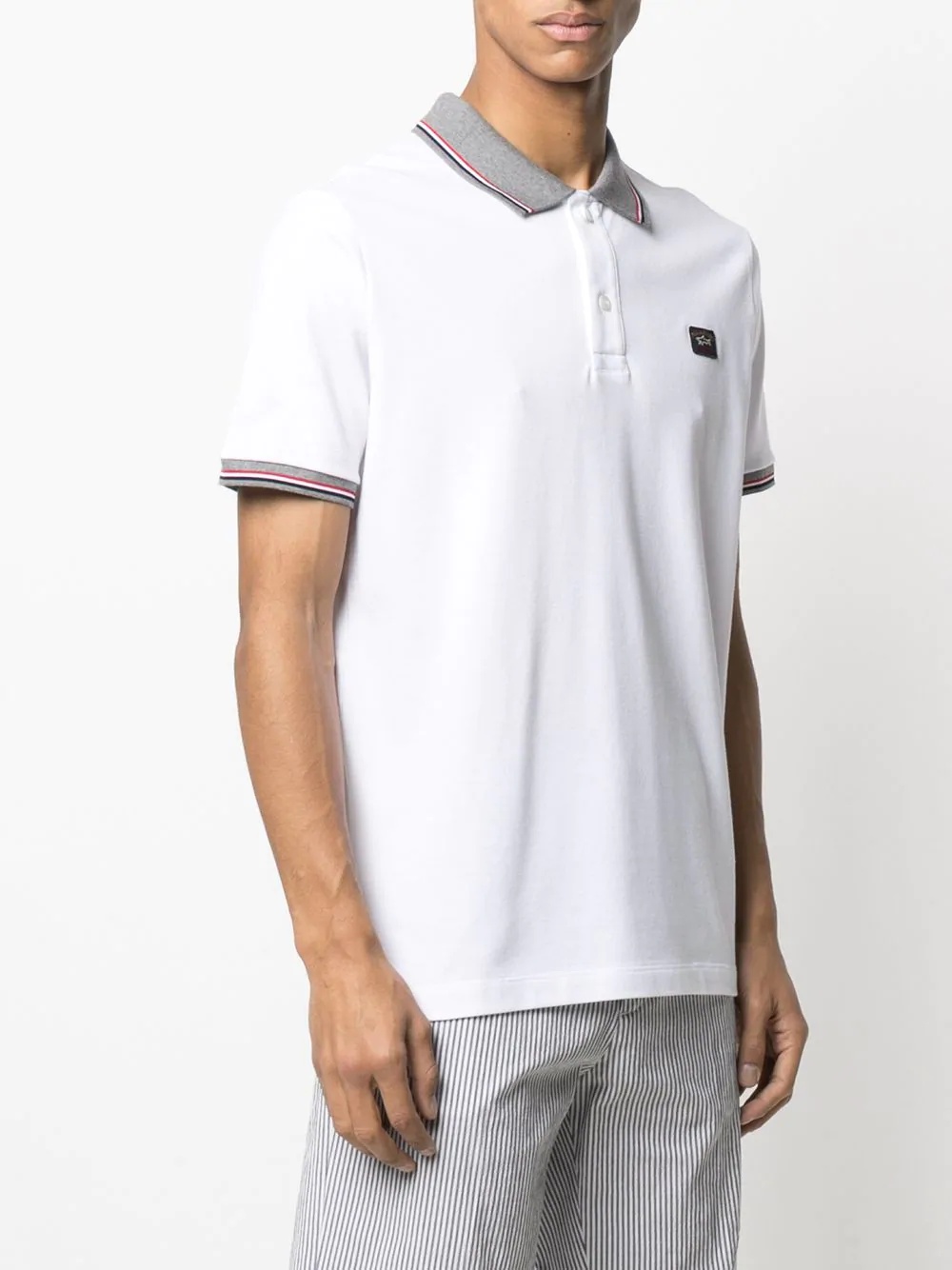 PAUL & SHARK TWO-TONE SHORT-SLEEVED POLO SHIRT