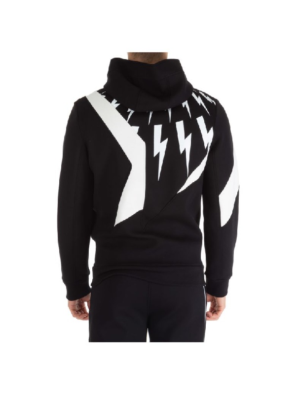 Neil Barrett Lightning Printed Hoodie In Black