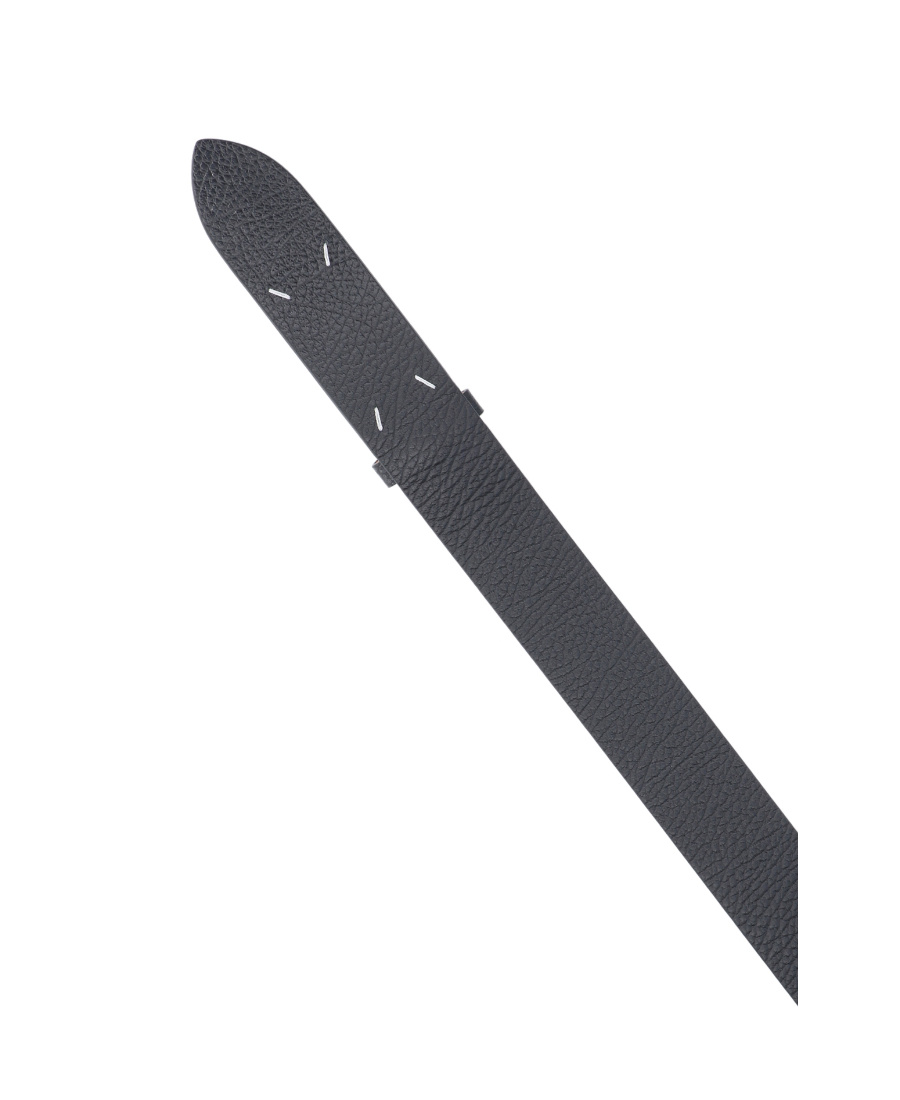Maison Margiela Leather Belt With Metallic Accents And Punched Holes In Black