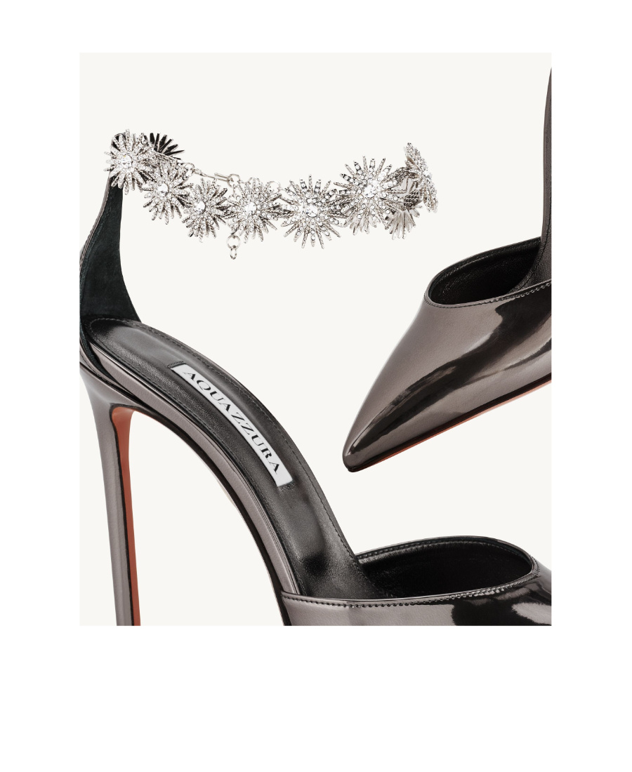 Aquazzura Comet 105mm Crystal-embellished Patent Pumps In Black