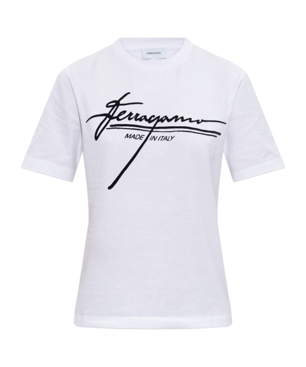 Ferragamo T-shirt With Signature Detail In White