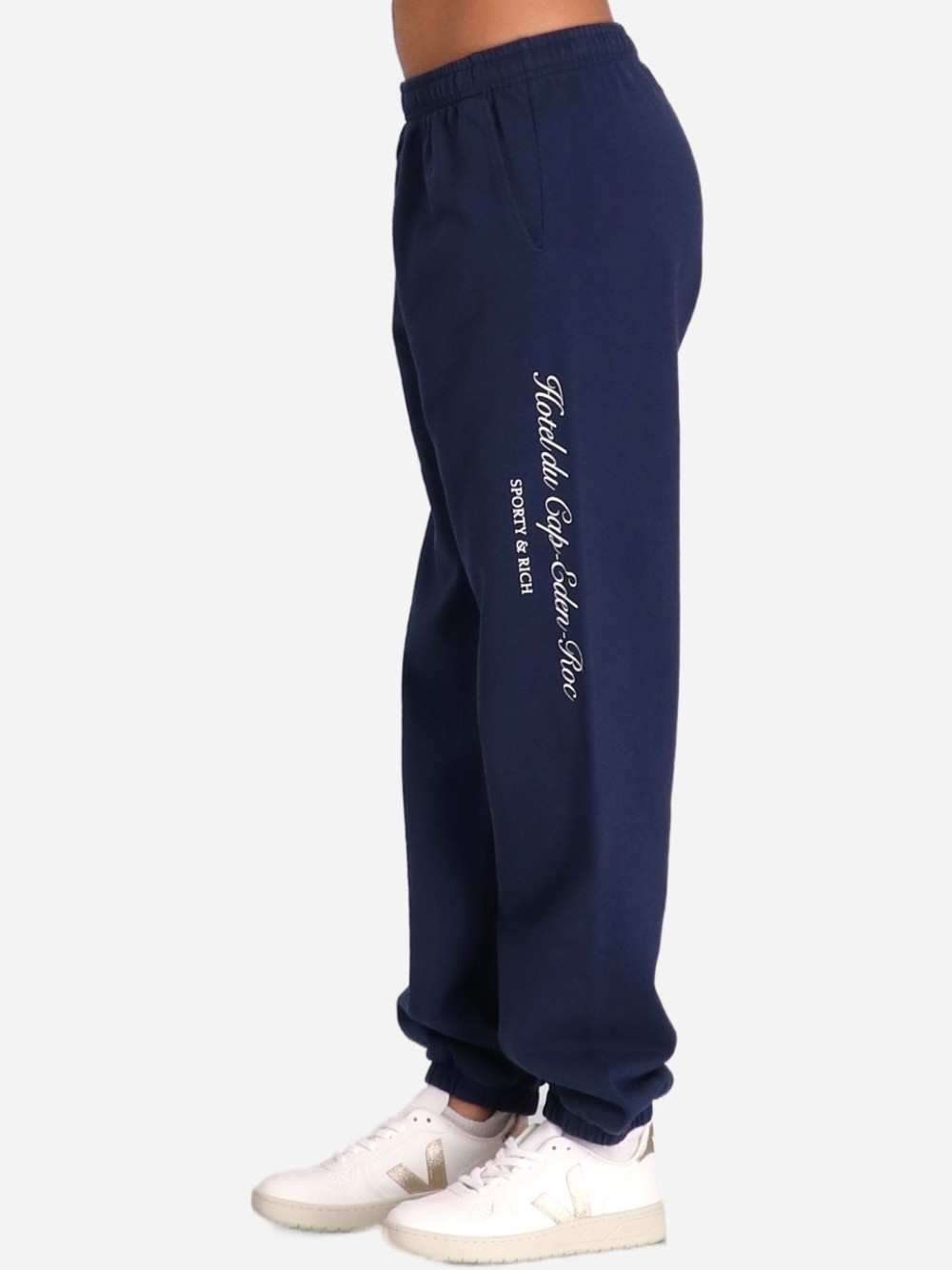 Sporty And Rich Hotel Du Cap Cursive Track Pants In Black