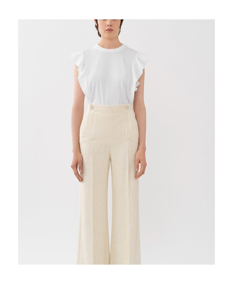 Shop Chloé Gathered-detail Sleeveless Top In White