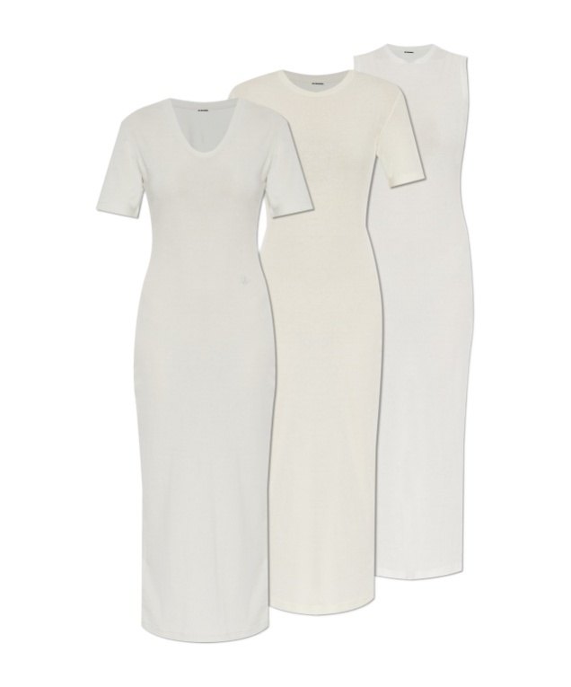 Jil Sander Cotton Midi Dress (pack Of Three) In White