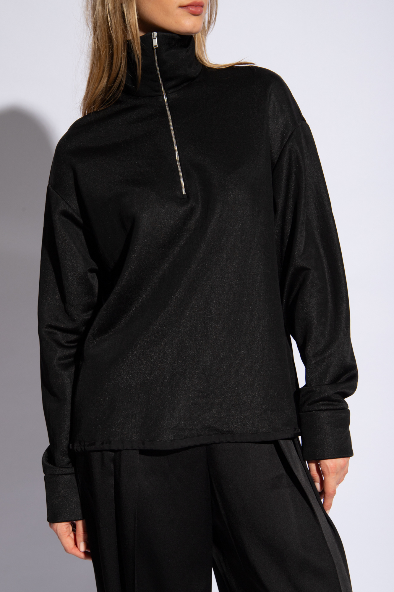 Jil Sander Half-zipped Sweatshirt In Black