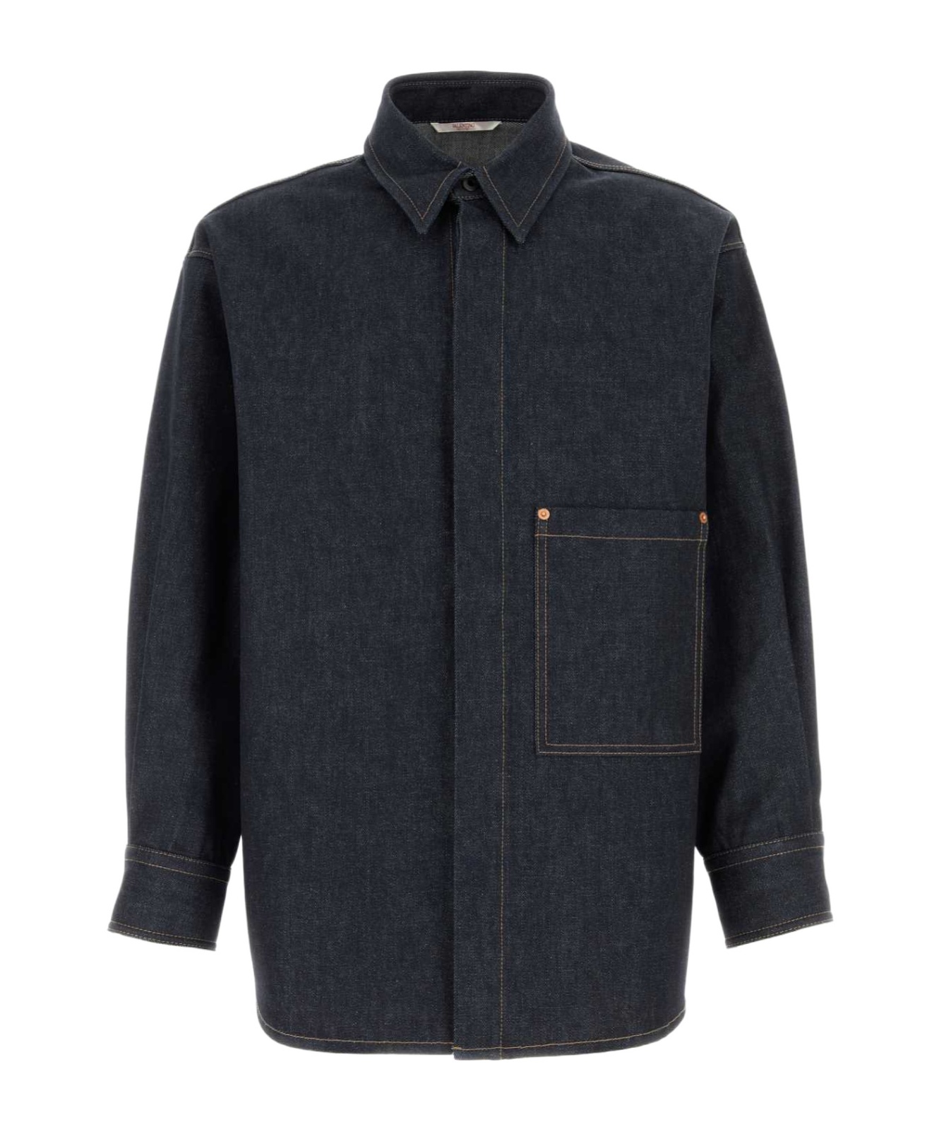 Valentino Long-sleeved Denim Shirt In Blue