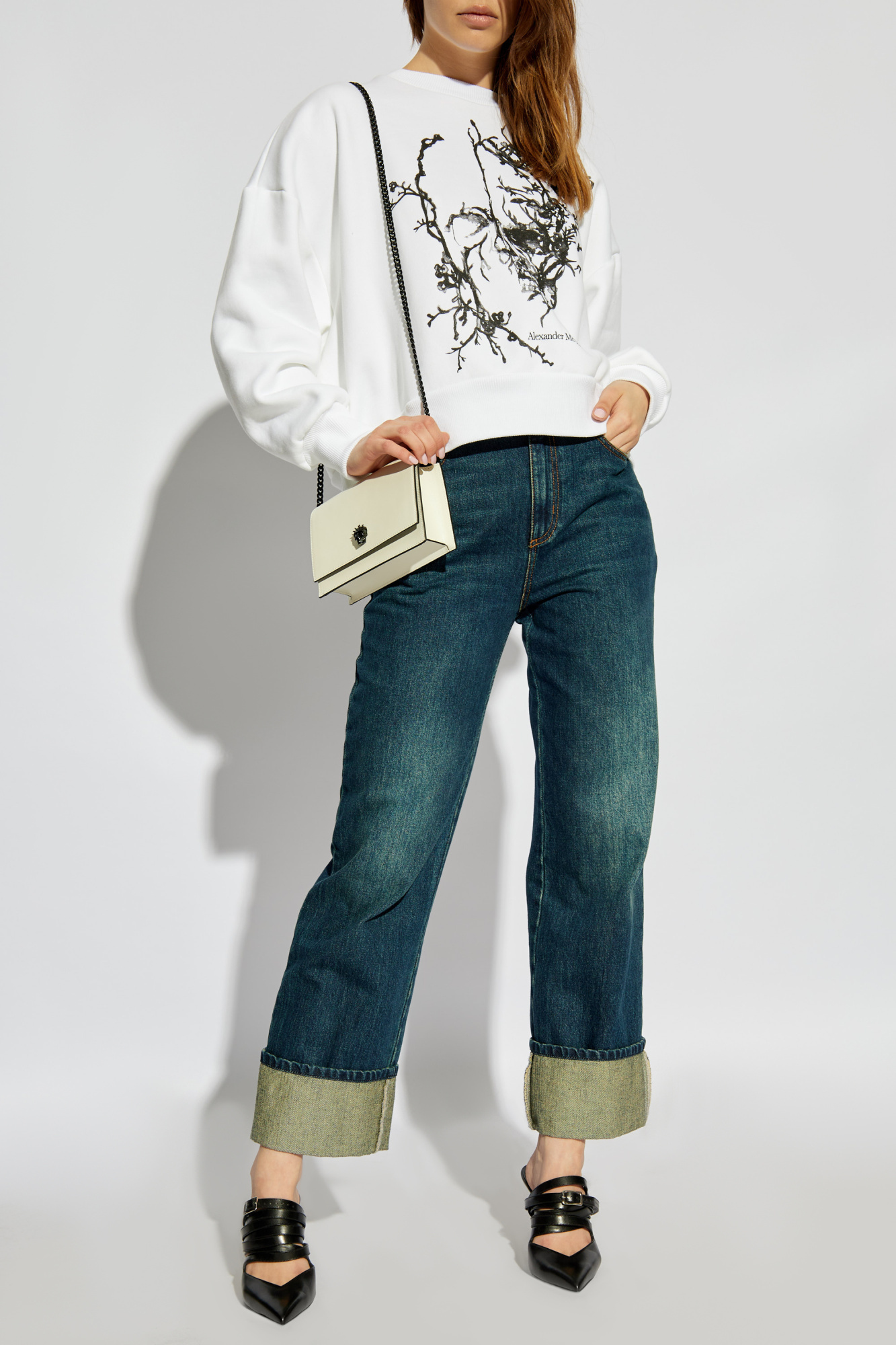 Alexander Mcqueen White Graphic-print Blouse In White