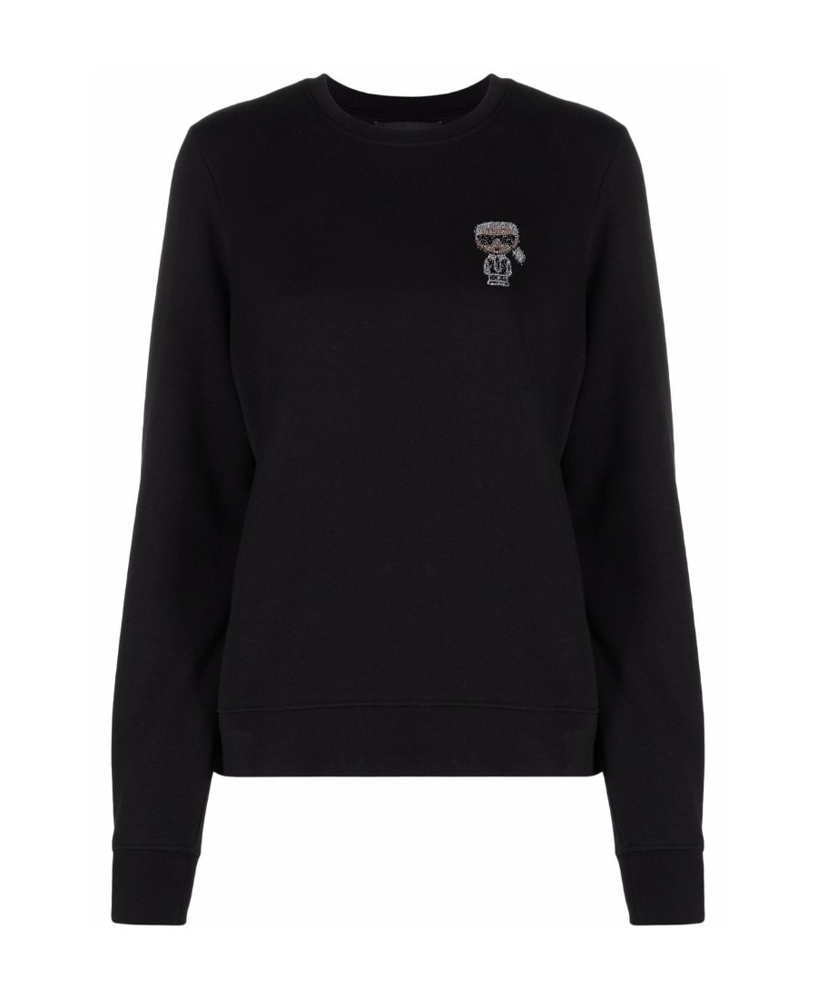 Karl Lagerfeld Logo Round Neck Sweater In Black