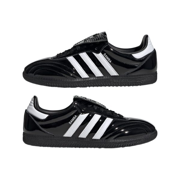 Adidas Originals Samba Lt Leather-trimmed Patent-leather Sneakers In Black