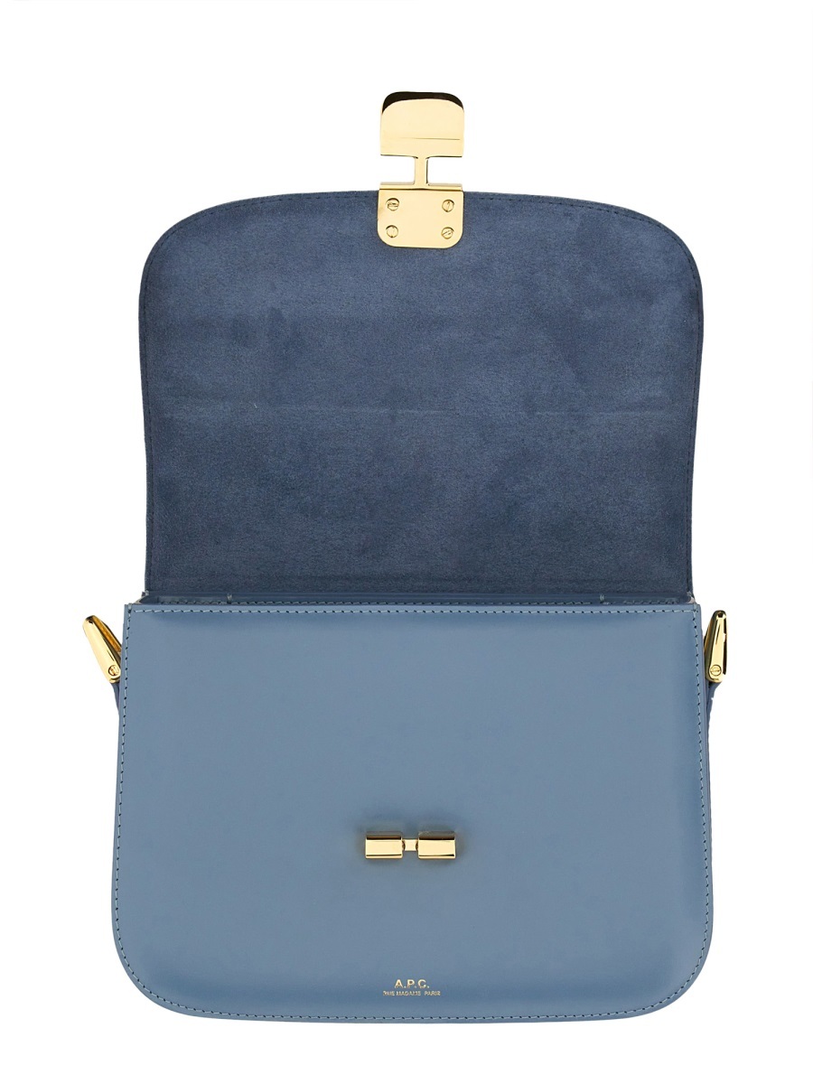 Apc A.p.c. Grace Logo Printed Small Shoulder Bag In Blue