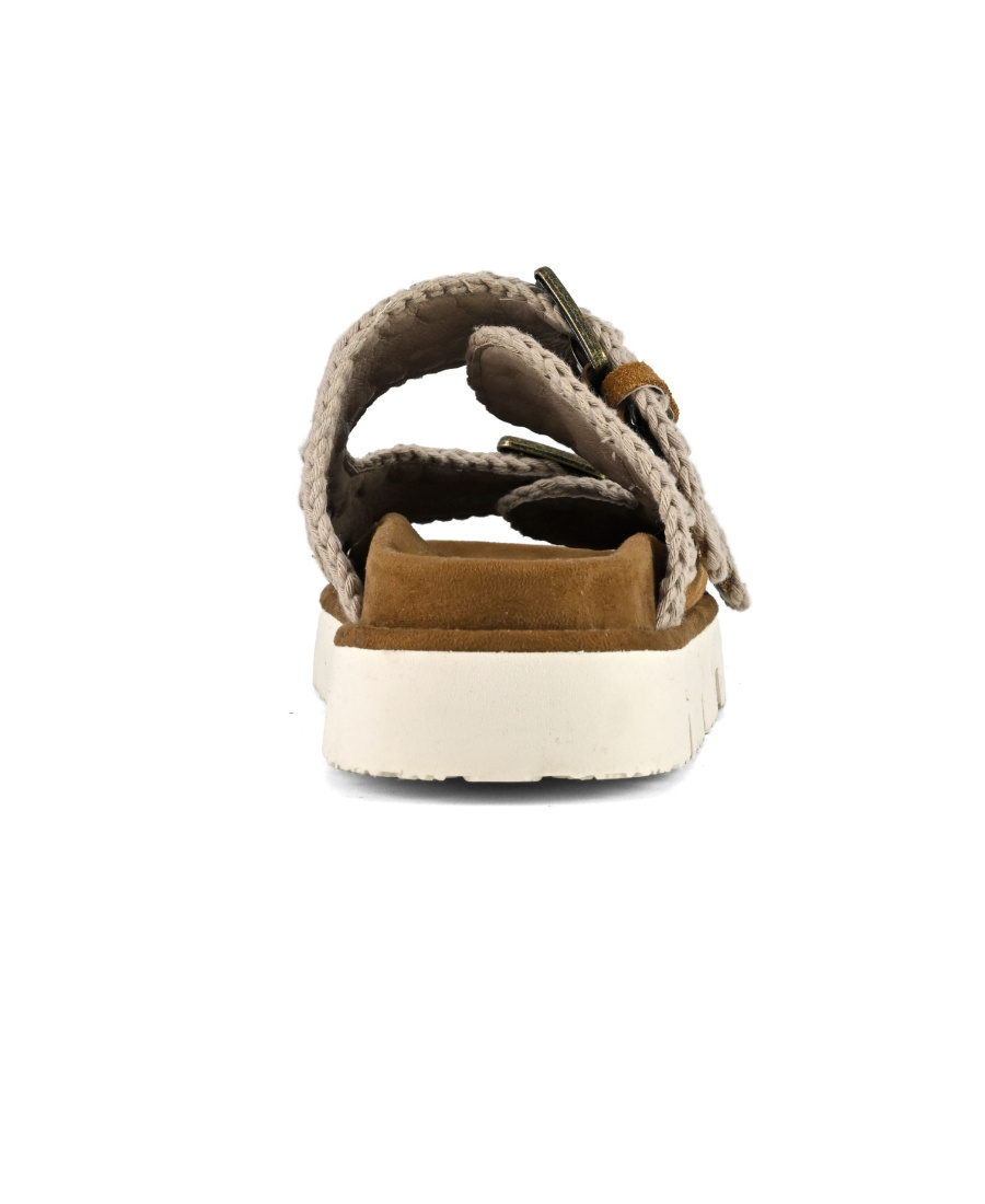 MOU WHIPSTITCH-TRIM SUEDE SLIDES