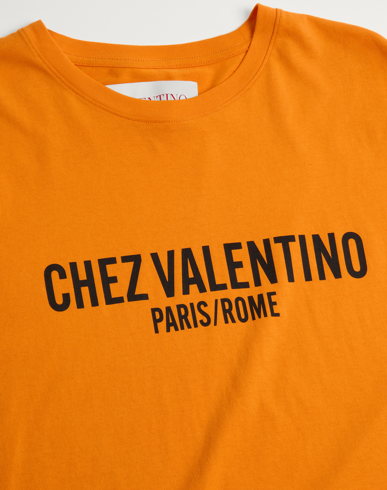 Valentino Cotton T-shirt With Chez Print In Orange
