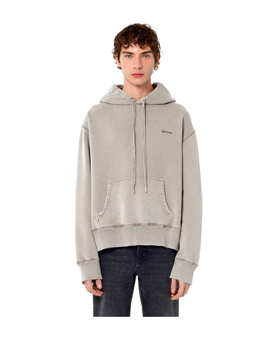 Ami Alexandre Mattiussi Ami Logo Embroidered Drawstring Hoodie In Nude