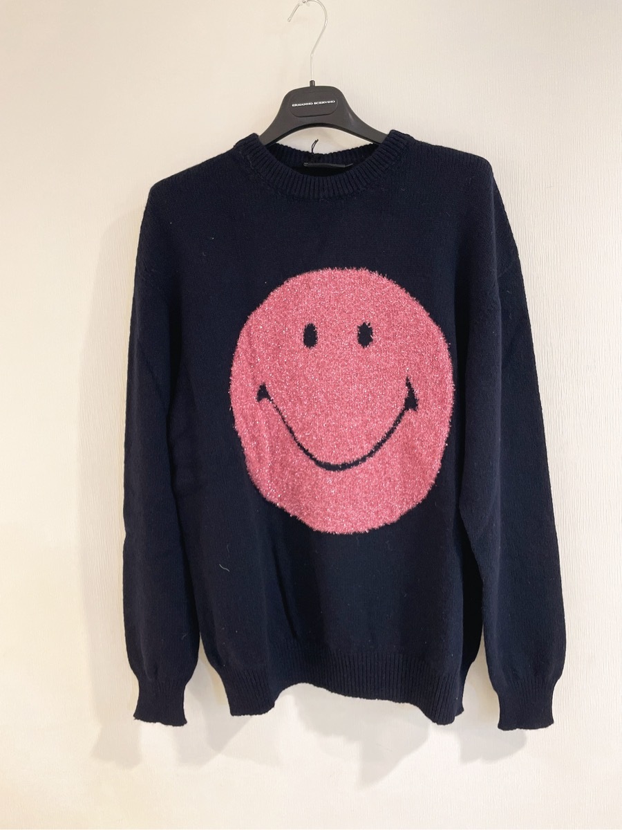 Joshua Sanders Smiley Face Pattern Sweater In Black