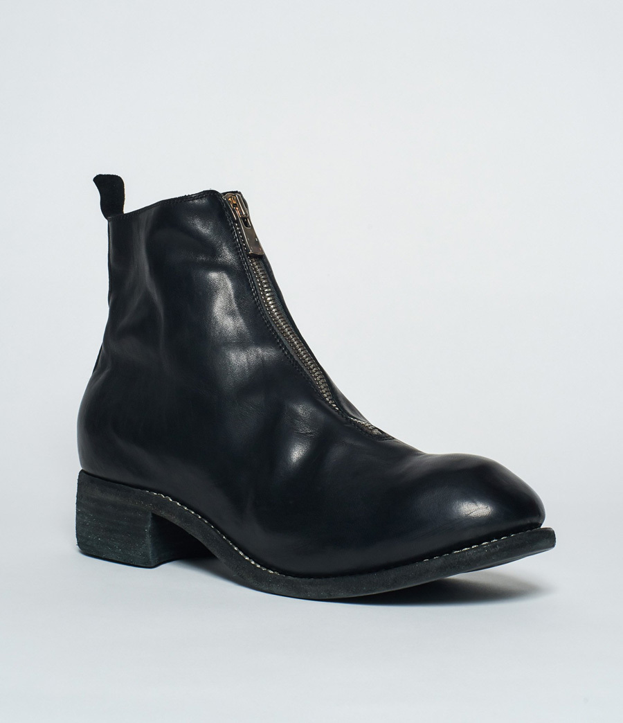 Guidi Front Zip Biker Boots In Black