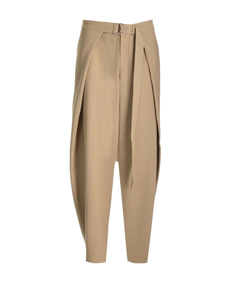 Shop Ami Alexandre Mattiussi Ami Paris Belted Wide Leg Pants In Nude
