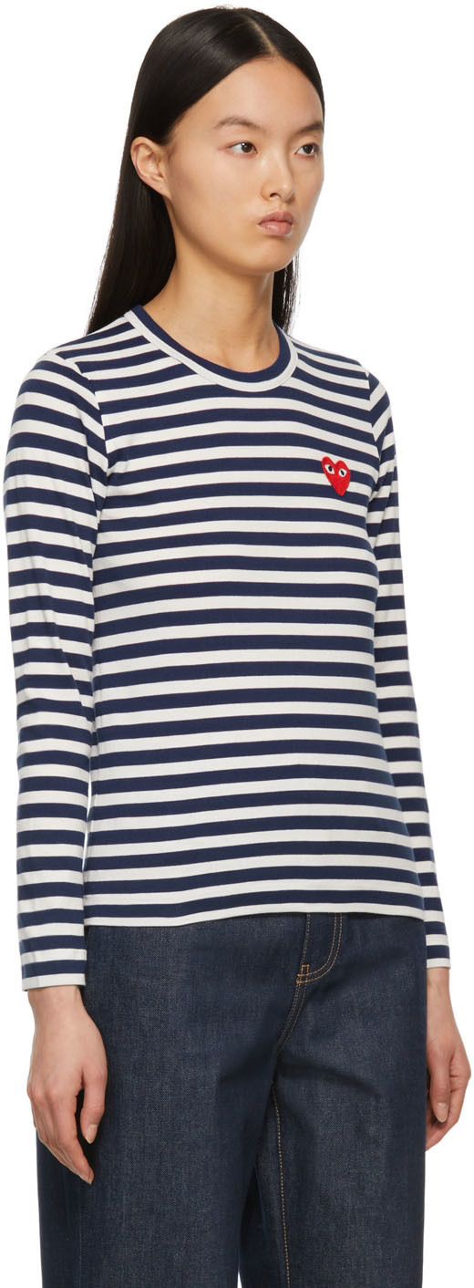 Comme Des Garçons Play Long Sleeved T-shirt In White