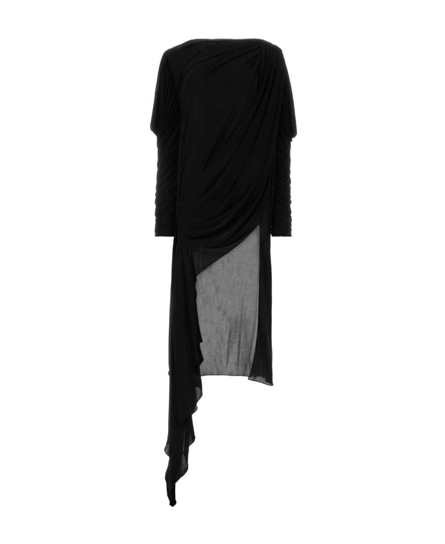 Gucci Asymmetric Crepe Mini Dress In Black