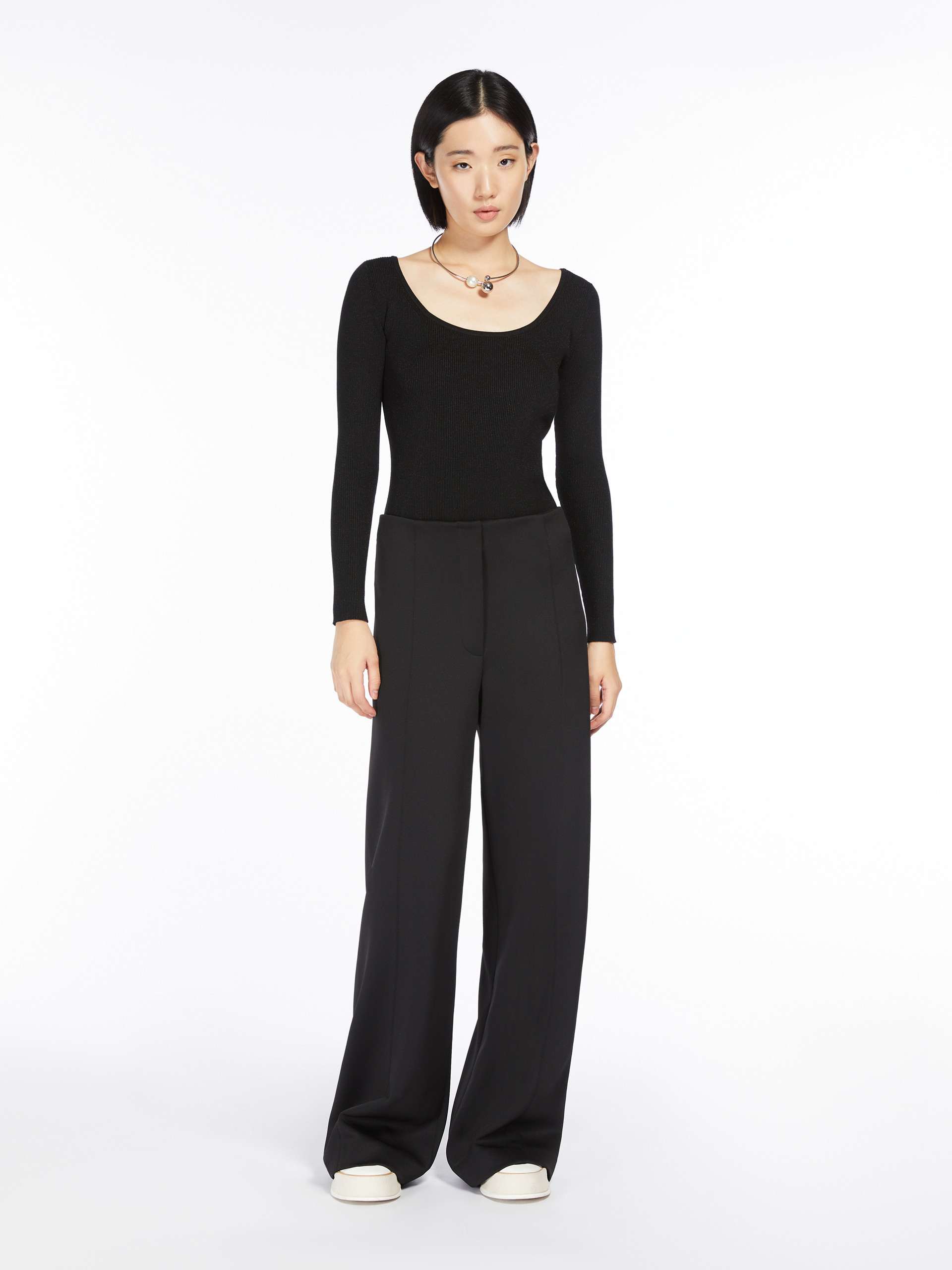 Max Mara Long-sleeved Sweater In Black