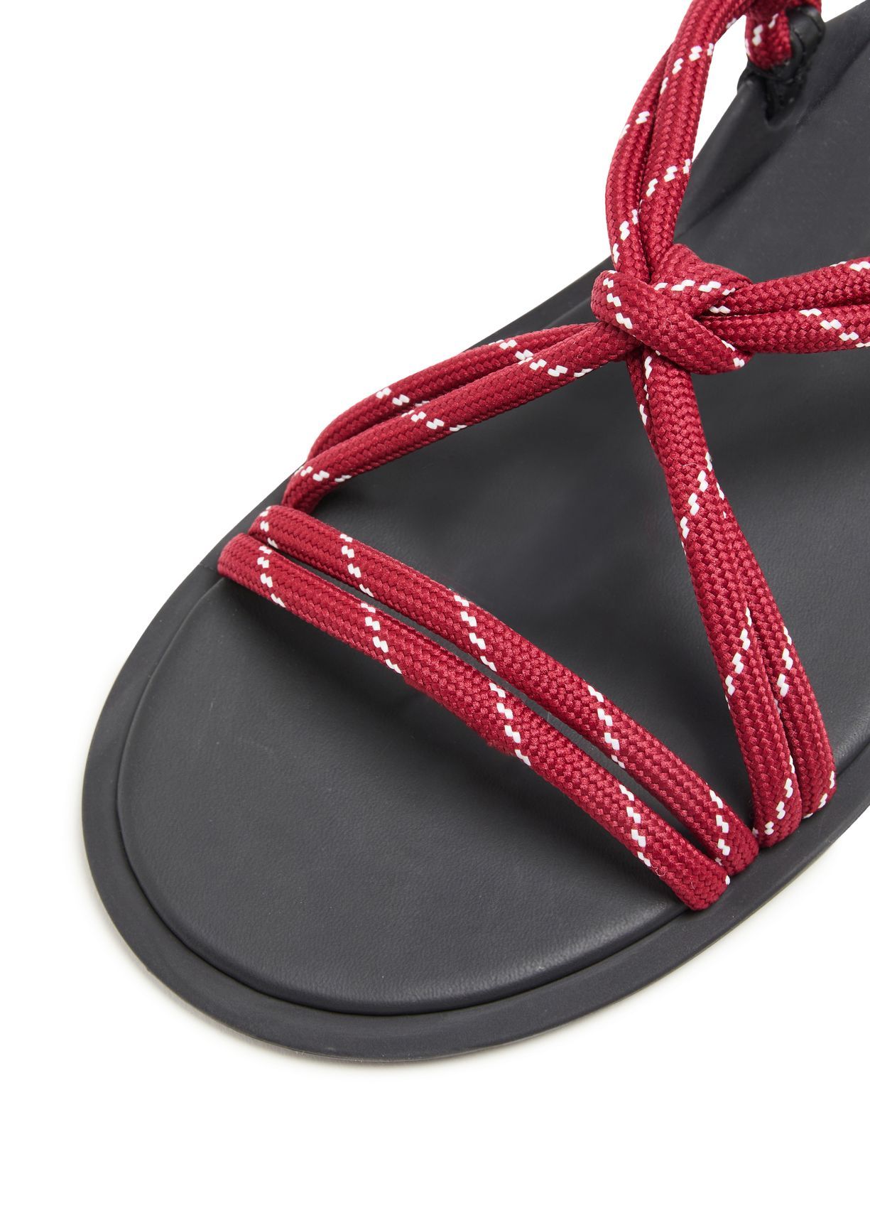 Shop Miu Miu Round Toe Flat Sandals In Black