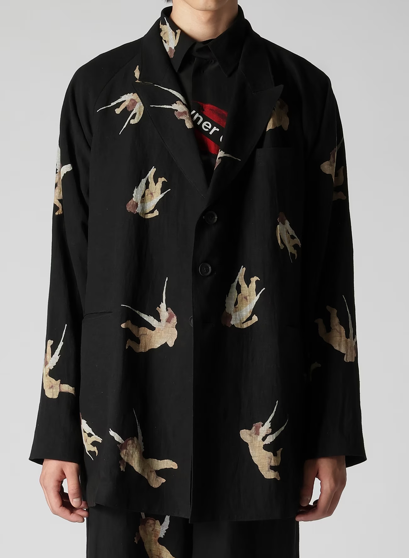 Yohji Yamamoto Angel Pattern Casual Jacket In Black