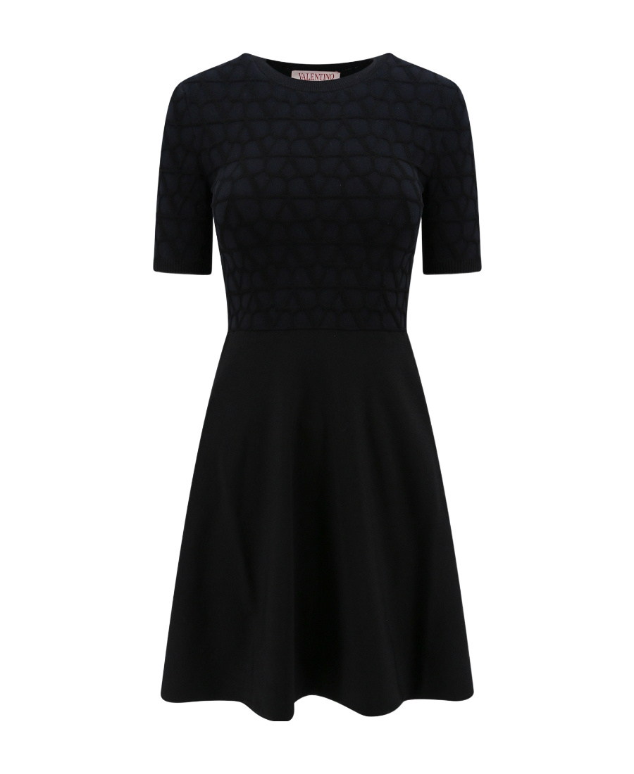 Valentino Black Short Dress With Toile Iconographe Motif