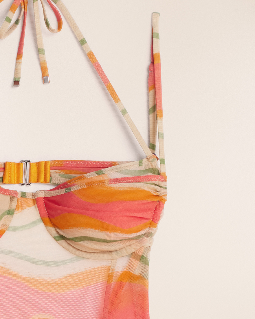 JACQUEMUS GRAPHIC-PRINT MESH BODYSUIT