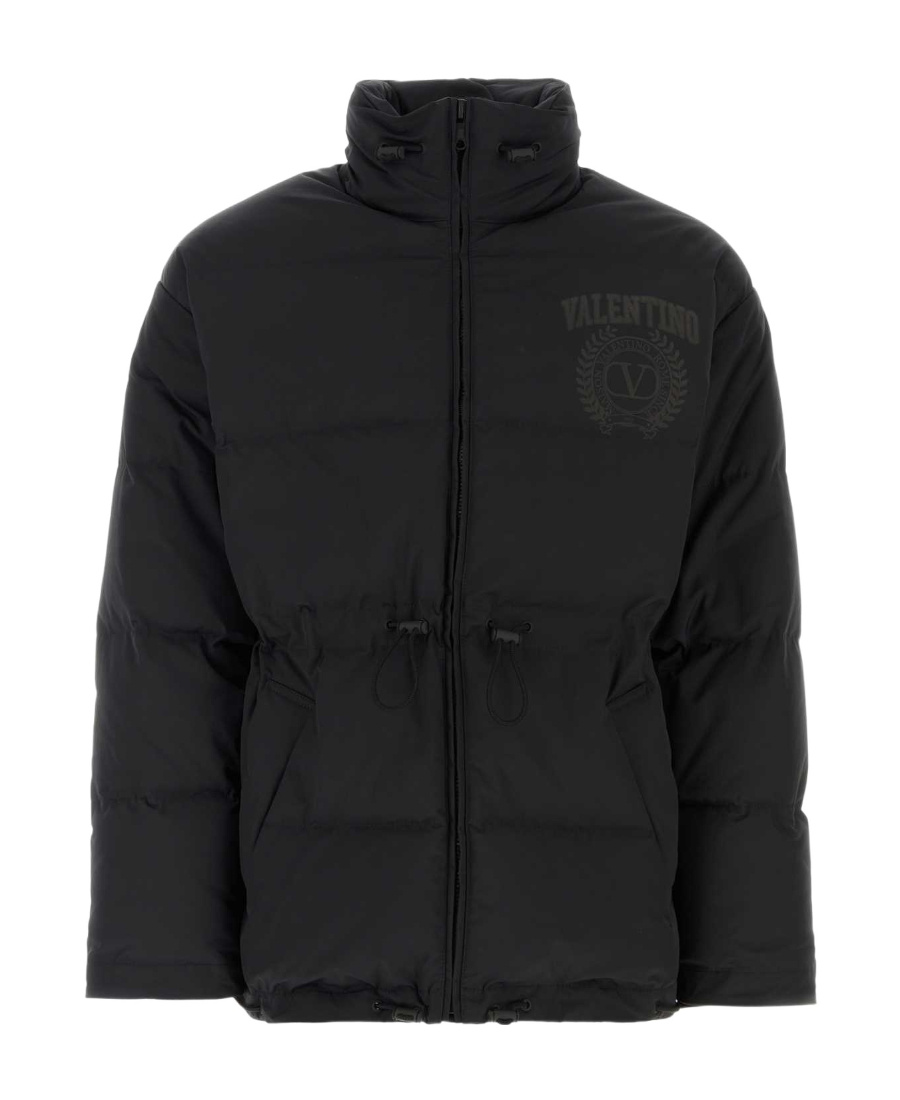 Shop Valentino Logo-print Padded Jacket In Black