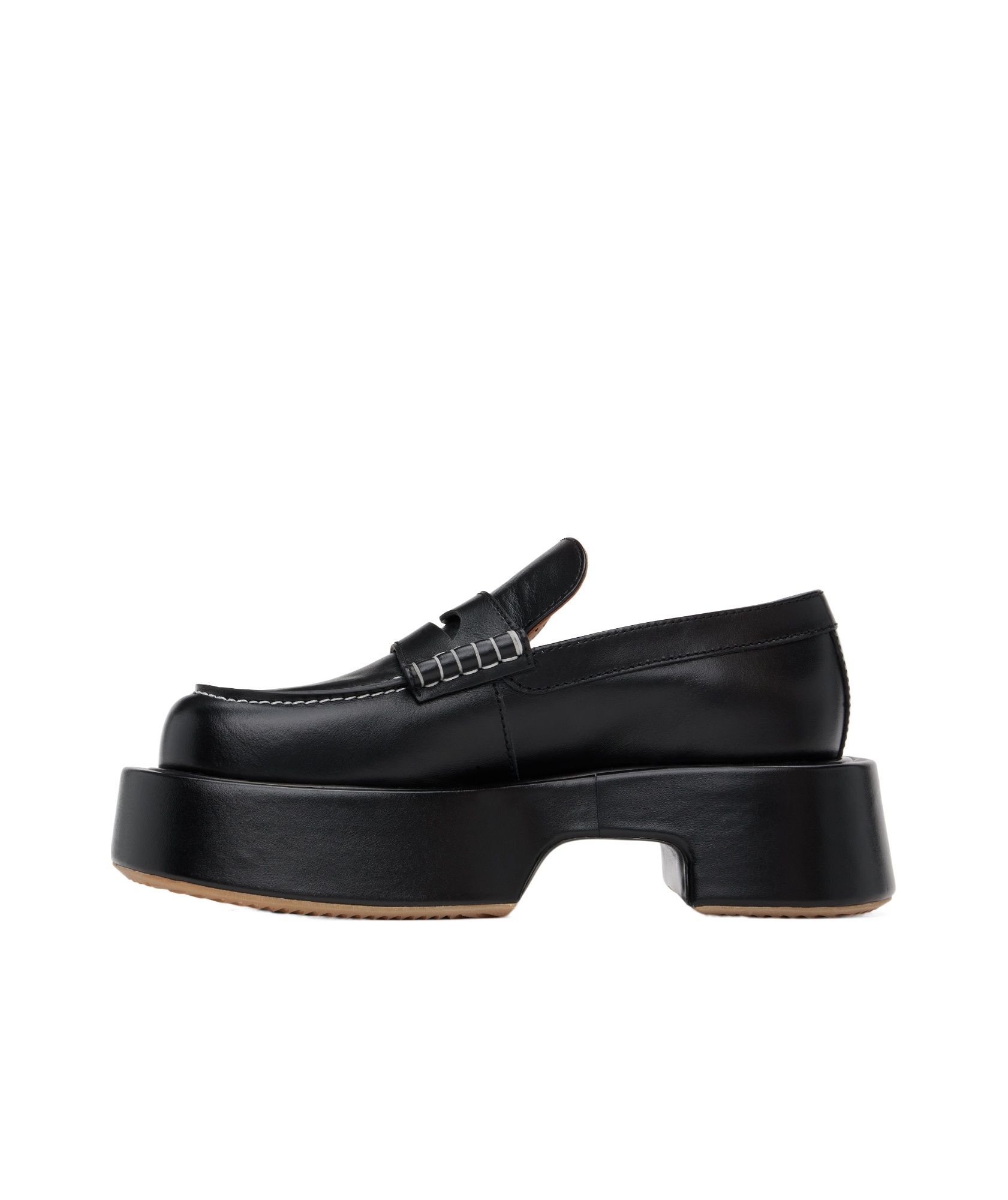 Jw Anderson Leather Platform Moccasins In Black